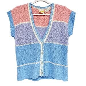 Vintage Nomi Jana Womens Size M Pastel Fairy Kei Striped Button Up Vest